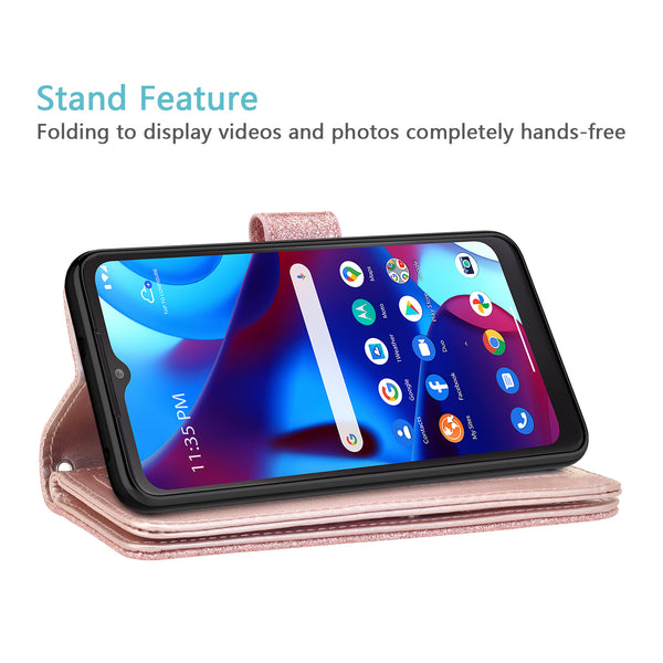 motorola moto g pure glitter wallet case - rose gold - www.coverlabusa.com