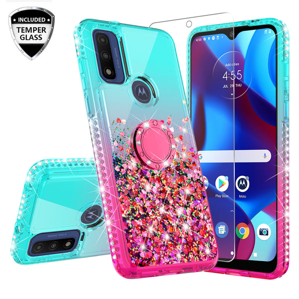 glitter phone case for motorola moto g pure - teal/pink gradient - www.coverlabusa.com