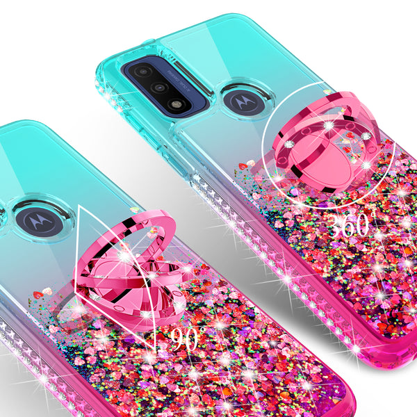glitter phone case for motorola moto g pure - teal/pink gradient - www.coverlabusa.com