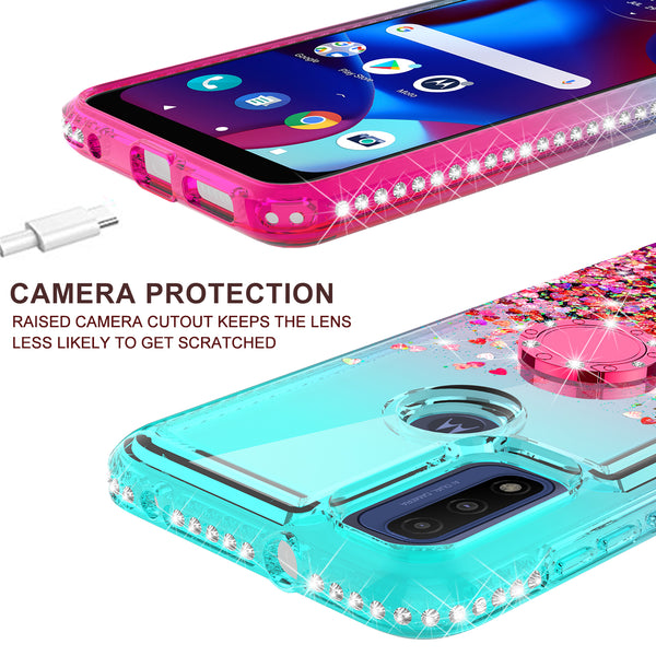 glitter phone case for motorola moto g pure - teal/pink gradient - www.coverlabusa.com