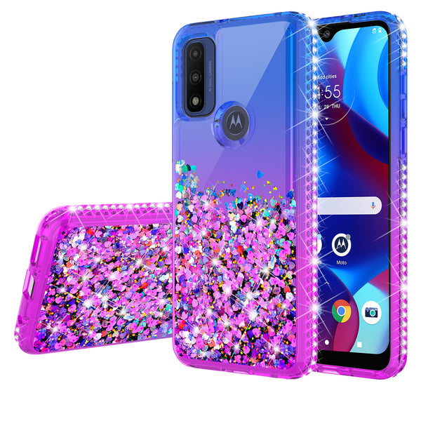 glitter phone case for motorola moto g pure - blue/purple gradient - www.coverlabusa.com