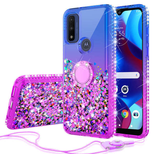 glitter phone case for motorola moto g pure - blue/purple gradient - www.coverlabusa.com
