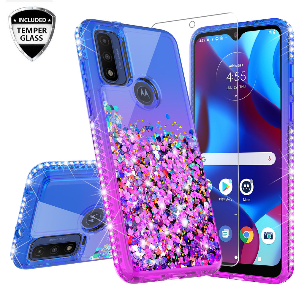 glitter phone case for motorola moto g pure - blue/purple gradient - www.coverlabusa.com