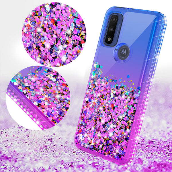 glitter phone case for motorola moto g pure - blue/purple gradient - www.coverlabusa.com