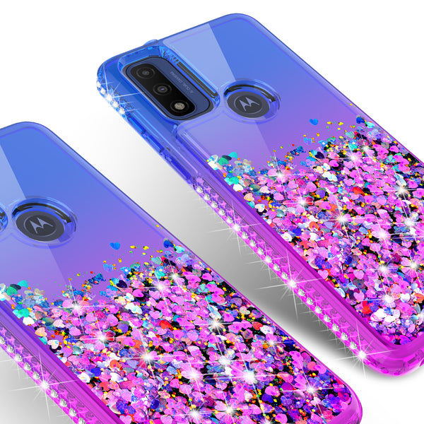 glitter phone case for motorola moto g pure - blue/purple gradient - www.coverlabusa.com