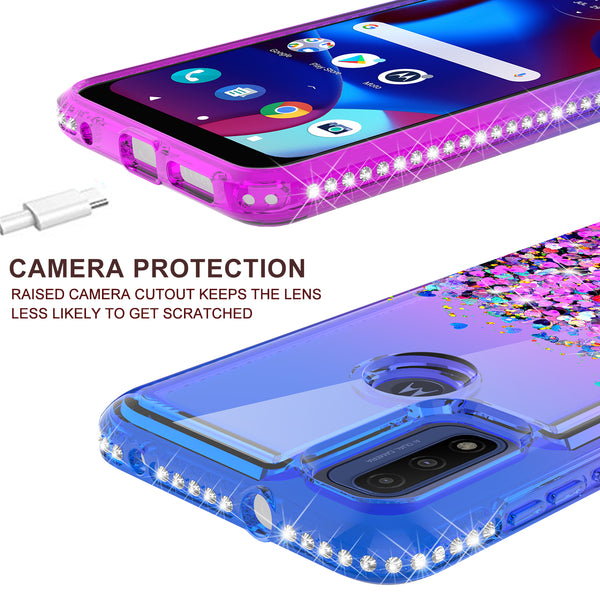 glitter phone case for motorola moto g pure - blue/purple gradient - www.coverlabusa.com