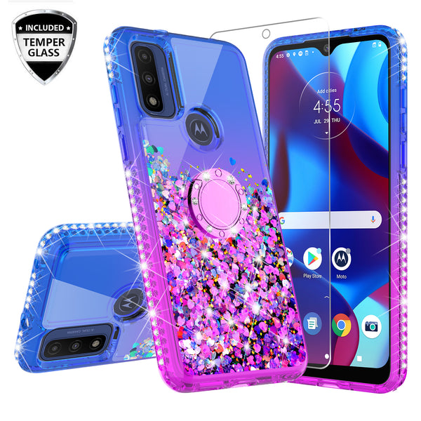 glitter phone case for motorola moto g pure - blue/purple gradient - www.coverlabusa.com