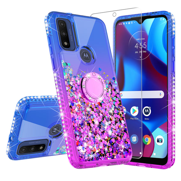 glitter phone case for motorola moto g pure - blue/purple gradient - www.coverlabusa.com