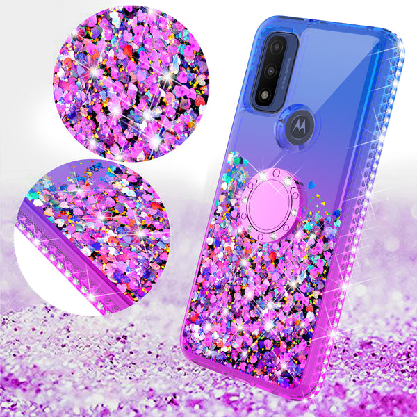 glitter phone case for motorola moto g pure - blue/purple gradient - www.coverlabusa.com