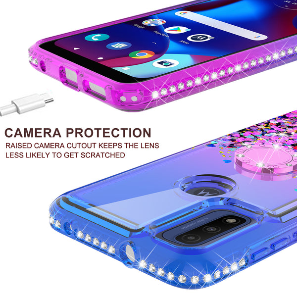 glitter phone case for motorola moto g pure - blue/purple gradient - www.coverlabusa.com