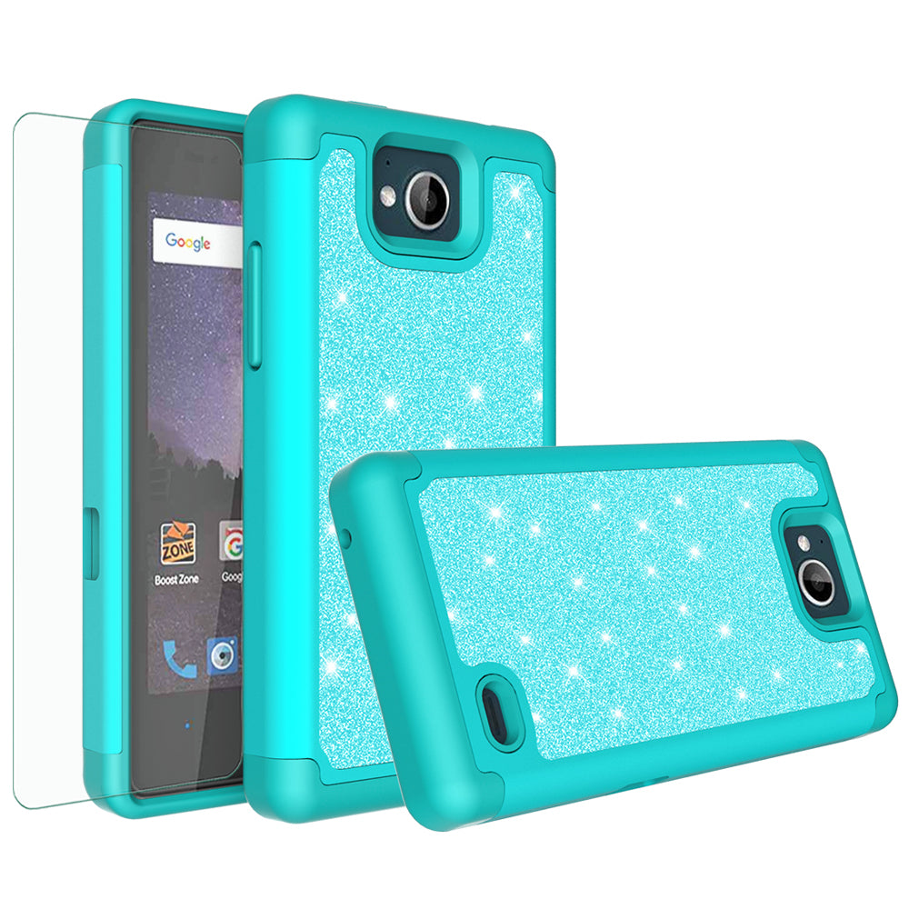 ZTE Majesty Pro Glitter Hybrid Case - Teal - www.coverlabusa.com