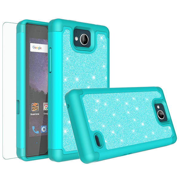 ZTE Majesty Pro Glitter Hybrid Case - Teal - www.coverlabusa.com