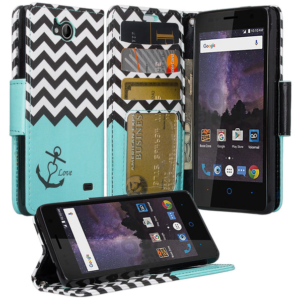 zte tempo case, wallet - teal anchor - www.coverlabusa.com