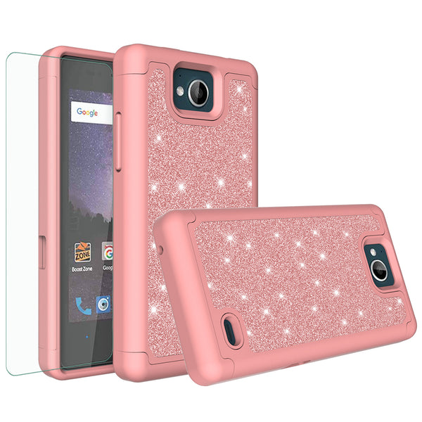 ZTE Majesty Pro Glitter Hybrid Case - Rose Gold - www.coverlabusa.com