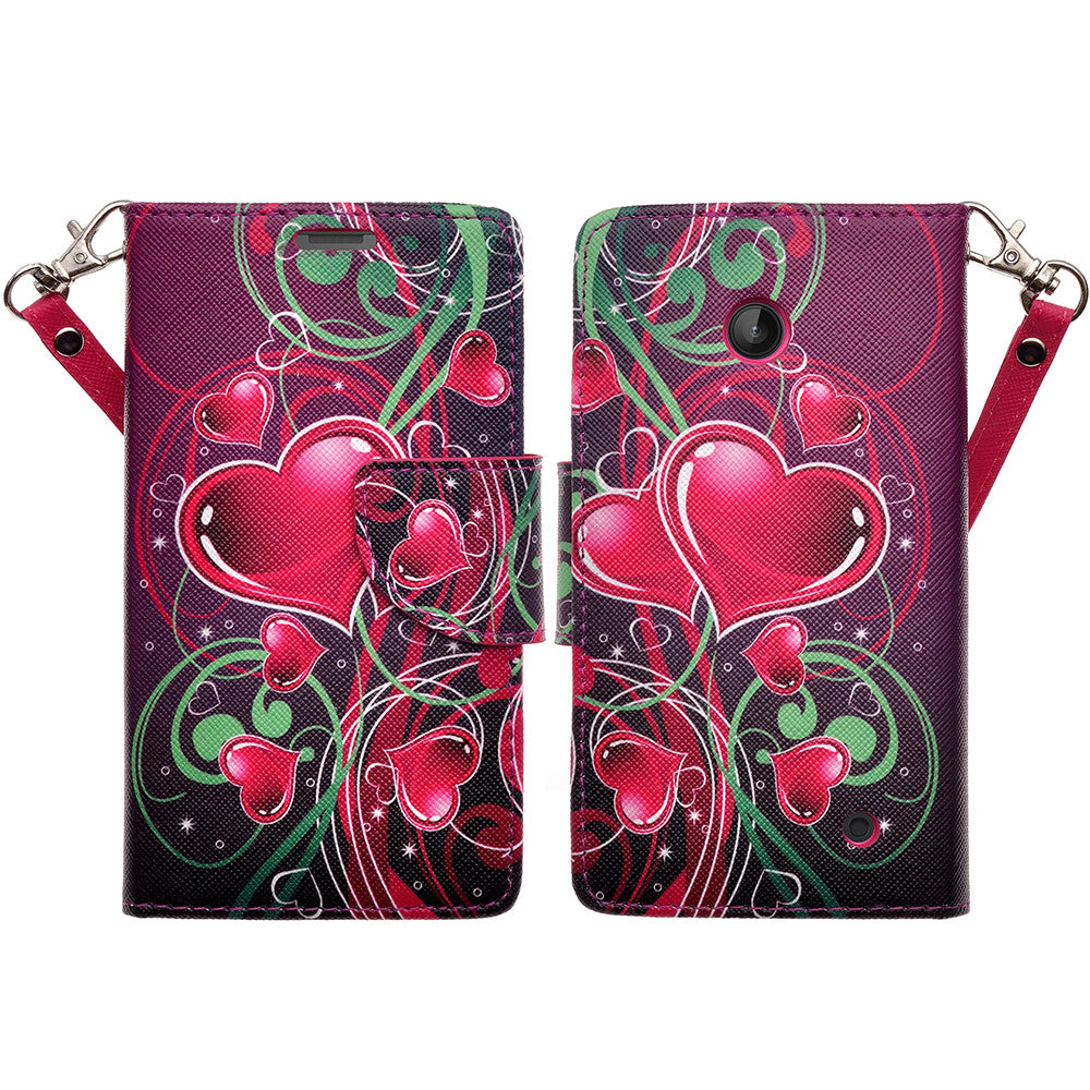 Nokia Lumia 635 Wallet Case - heart strings - www.coverlabusa.com