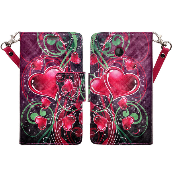 Nokia Lumia 635 Wallet Case - heart strings - www.coverlabusa.com