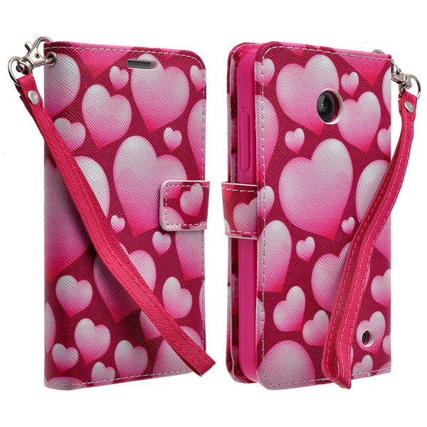 Nokia Lumia 635 Wallet Case - pink hearts - www.coverlabusa.com