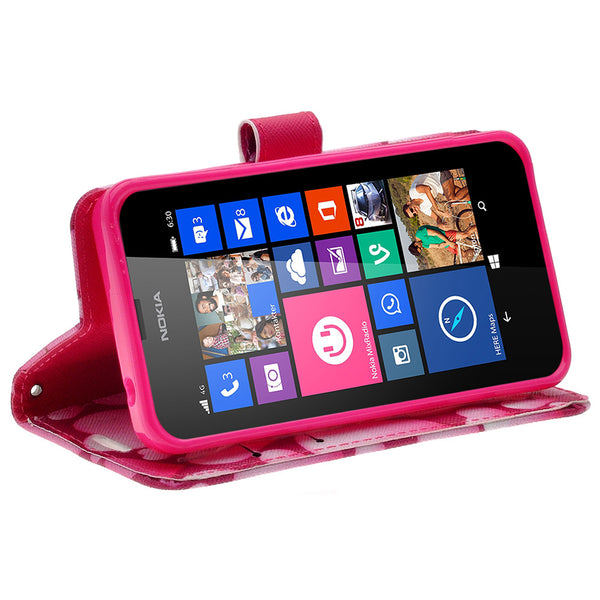 Nokia Lumia 635 Wallet Case - pink hearts - www.coverlabusa.com
