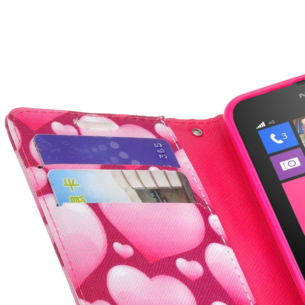 Nokia Lumia 635 Wallet Case - pink hearts - www.coverlabusa.com