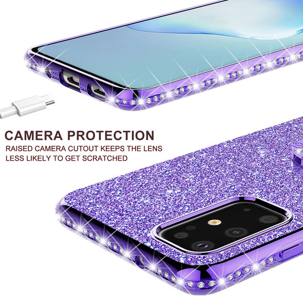 samsung galaxy s20 fan edition glitter bling fashion case - purple - www.coverlabusa.com