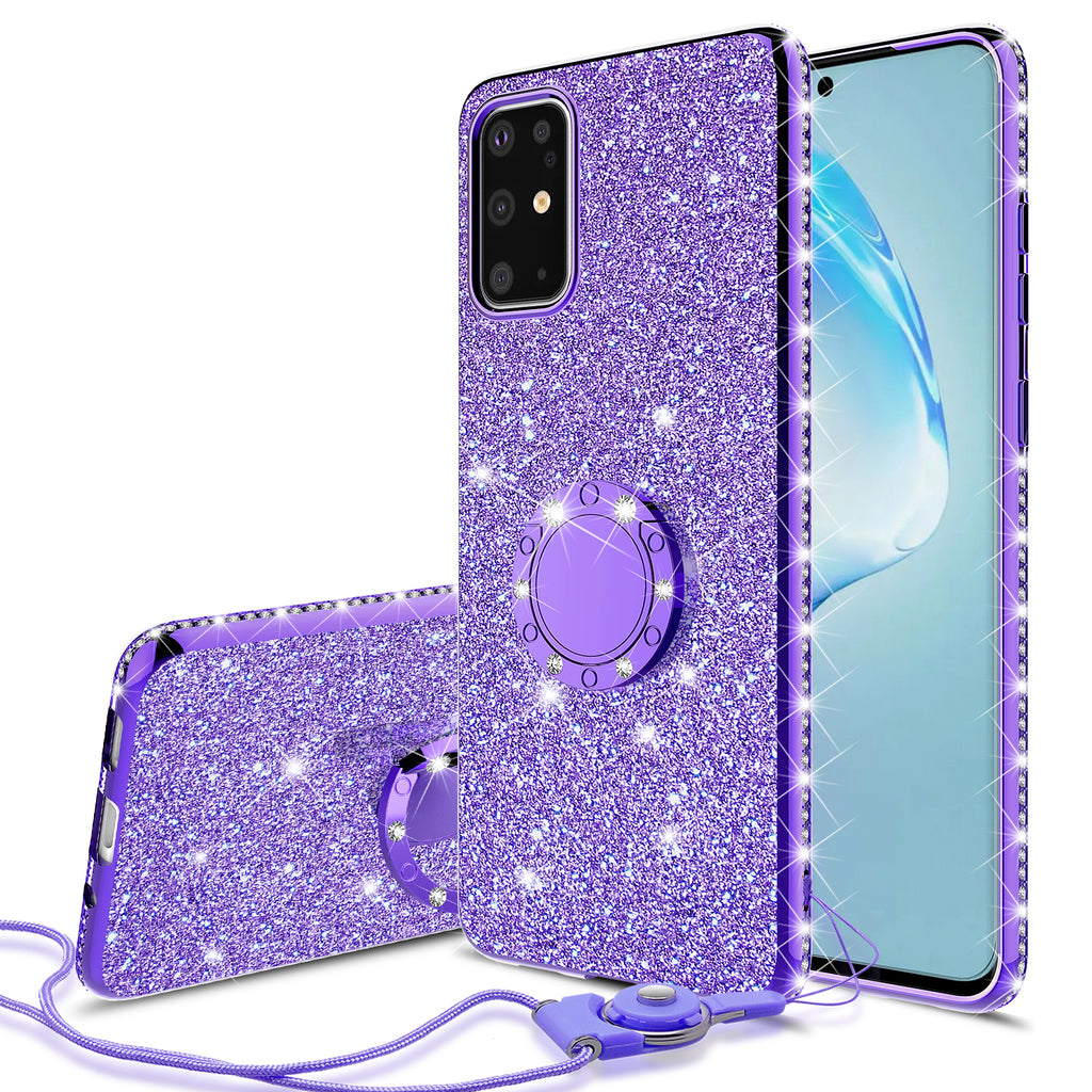 samsung galaxy s20 fan edition glitter bling fashion case - purple - www.coverlabusa.com