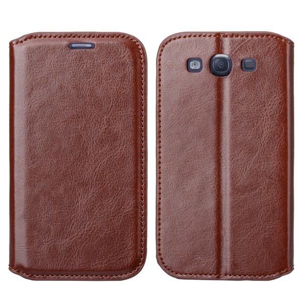 samsung galaxy S3 leather wallet case - brown - www.coverlabusa.com
