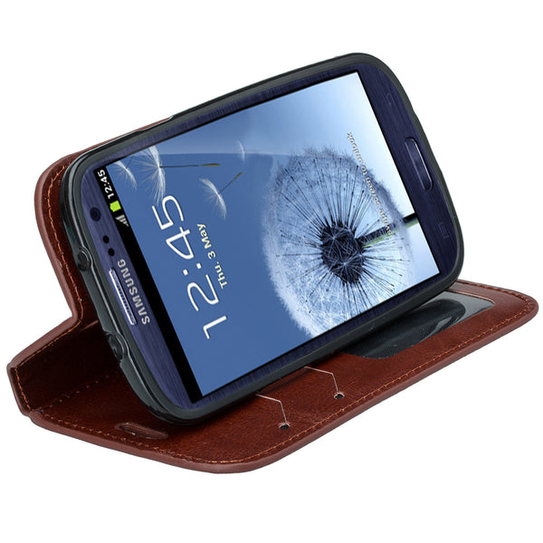 samsung galaxy S3 leather wallet case - brown - www.coverlabusa.com