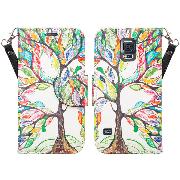 samsung galaxy S5 leather wallet case - vibrant tree - www.coverlabusa.com