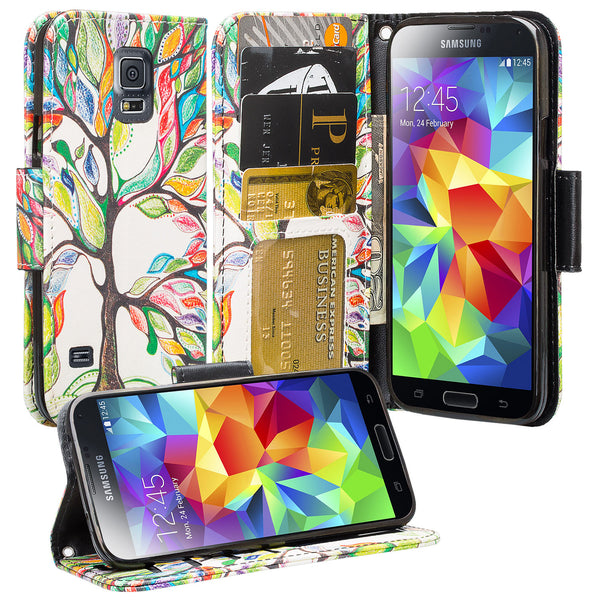 samsung galaxy S5 leather wallet case - vibrant tree - www.coverlabusa.com