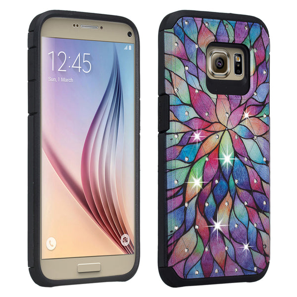 Galaxy s7 hybrid diamond - rainbow flower - www.coverlabusa.com