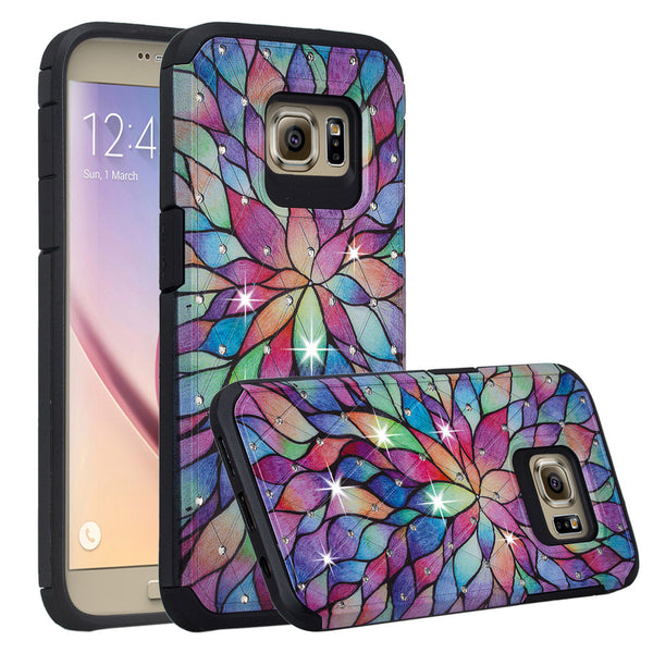 Galaxy s7 hybrid diamond - rainbow flower - www.coverlabusa.com
