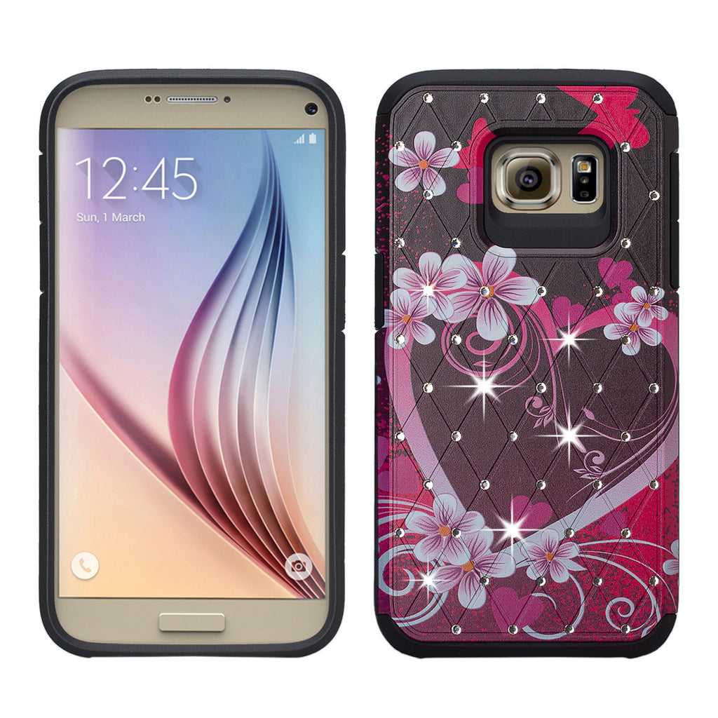 galaxy s7 hybrid diamond - heart butterflies - www.coverlabusa.com