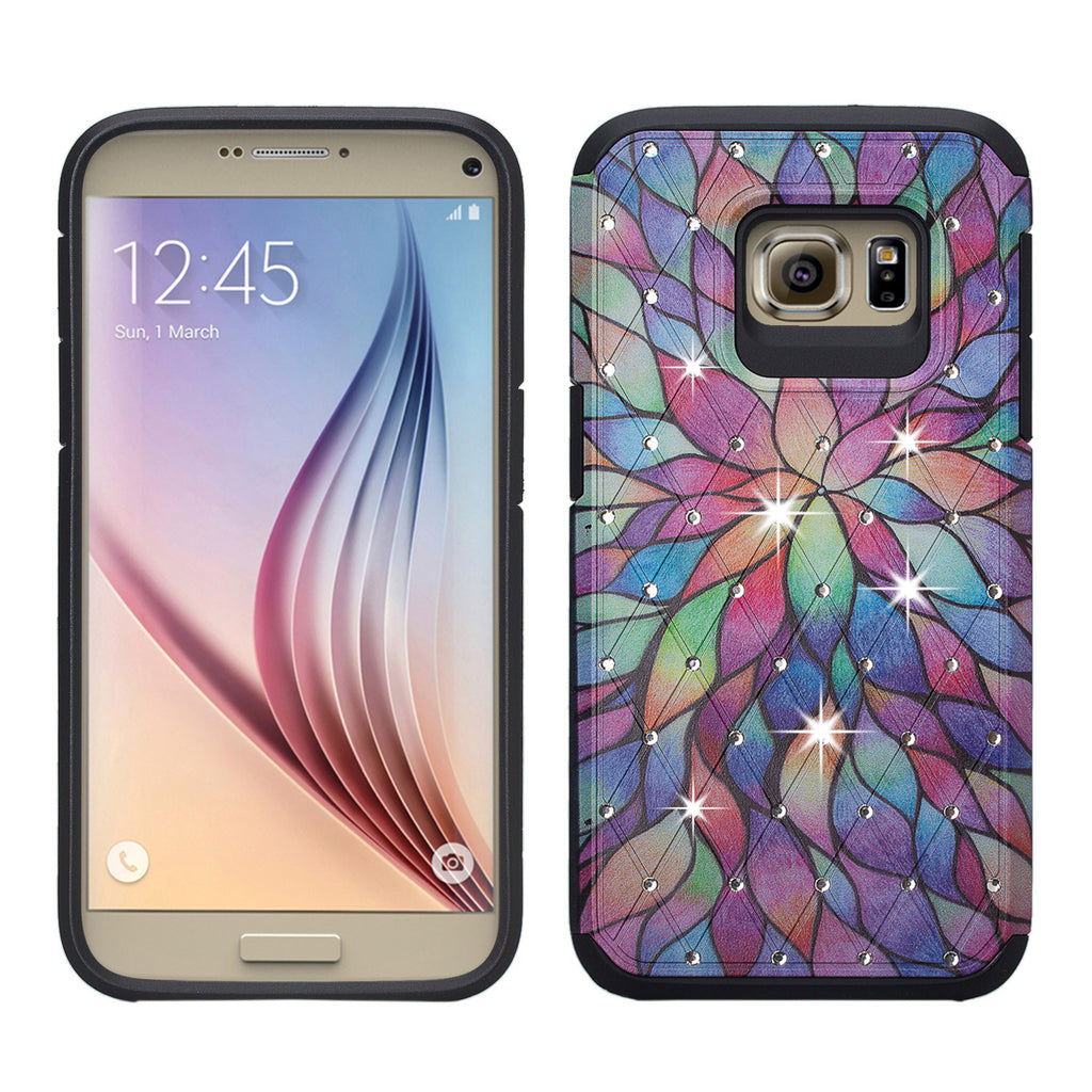 Galaxy s7 hybrid diamond - rainbow flower - www.coverlabusa.com