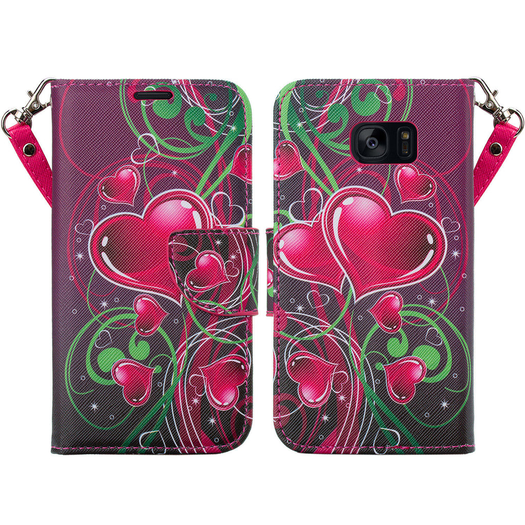samsung galaxy s7 active leather wallet case - heart strings - www.coverlabusa.com