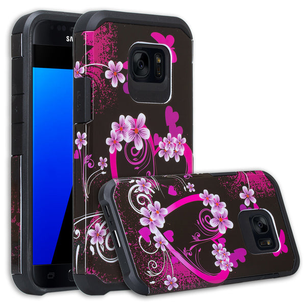 samsung galaxy s7 active hybrid case - heart butterflies - www.coverlabusa.com