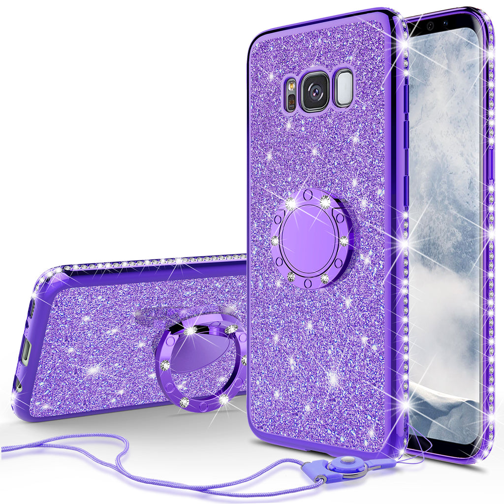 samsung galaxy 8  glitter bling fashion case - purple - www.coverlabusa.com