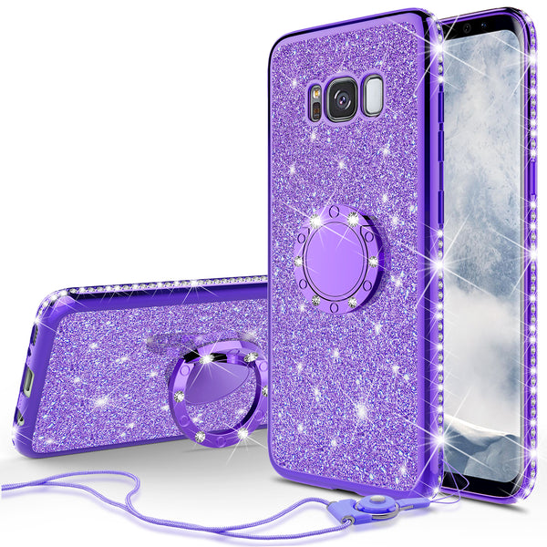 samsung galaxy 8  glitter bling fashion case - purple - www.coverlabusa.com