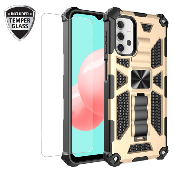 ring car mount kickstand hyhrid phone case for samsung galaxy a32 5g - gold - www.coverlabusa.com