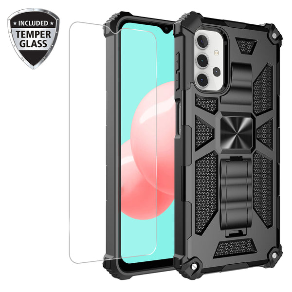 ring car mount kickstand hyhrid phone case for samsung galaxy a32 5g - black - www.coverlabusa.com