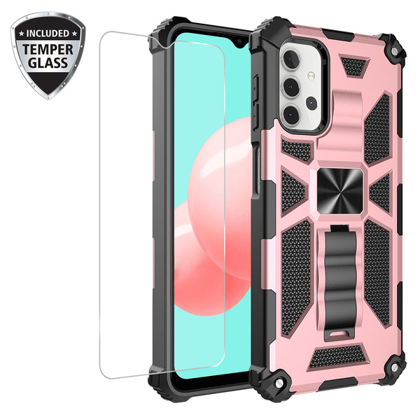 ring car mount kickstand hyhrid phone case for samsung galaxy a32 5g - rose gold - www.coverlabusa.com