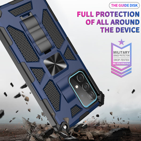 ring car mount kickstand hyhrid phone case for samsung galaxy a32 5g - blue - www.coverlabusa.com