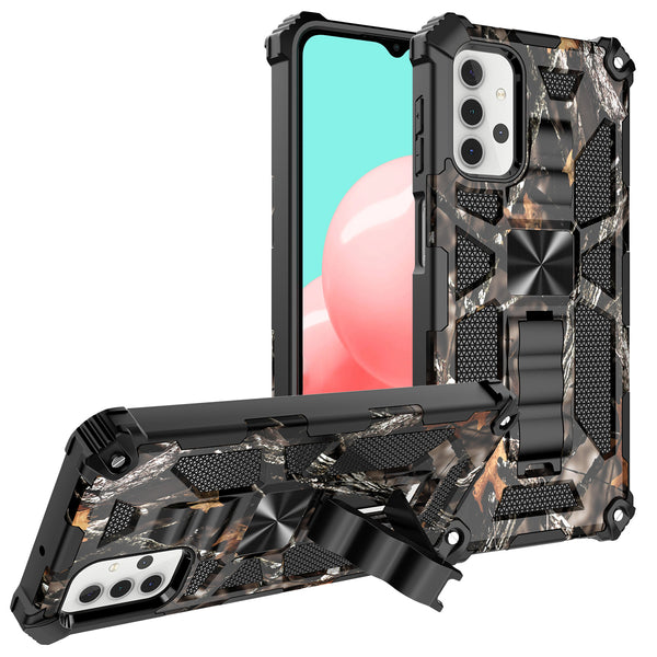 ring car mount kickstand hyhrid phone case for samsung galaxy a32 5g - black tree - www.coverlabusa.com