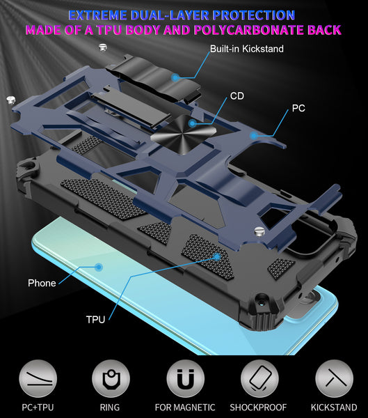 ring car mount kickstand hyhrid phone case for samsung galaxy a32 5g - blue - www.coverlabusa.com