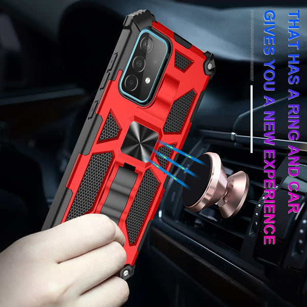 ring car mount kickstand hyhrid phone case for samsung galaxy a32 5g - red - www.coverlabusa.com