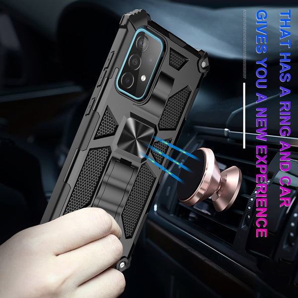 ring car mount kickstand hyhrid phone case for samsung galaxy a32 5g - black - www.coverlabusa.com