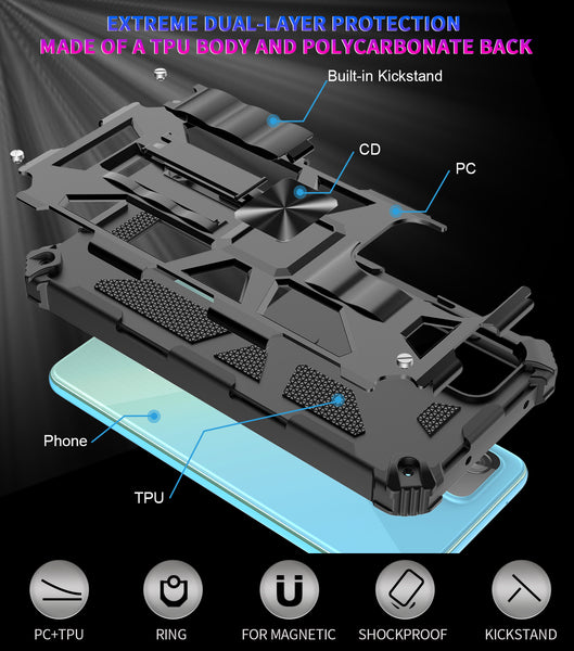 ring car mount kickstand hyhrid phone case for samsung galaxy a32 5g - black - www.coverlabusa.com
