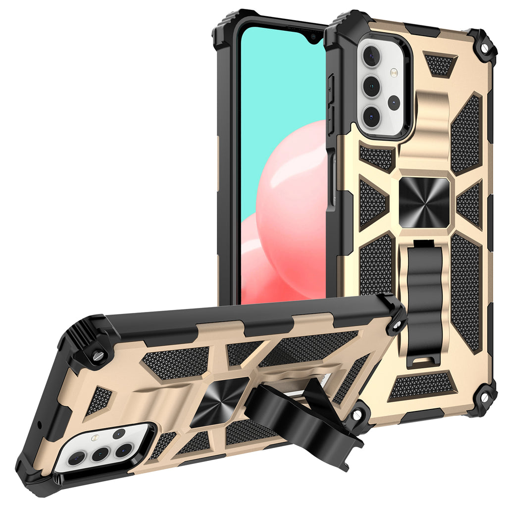ring car mount kickstand hyhrid phone case for samsung galaxy a32 5g - gold - www.coverlabusa.com