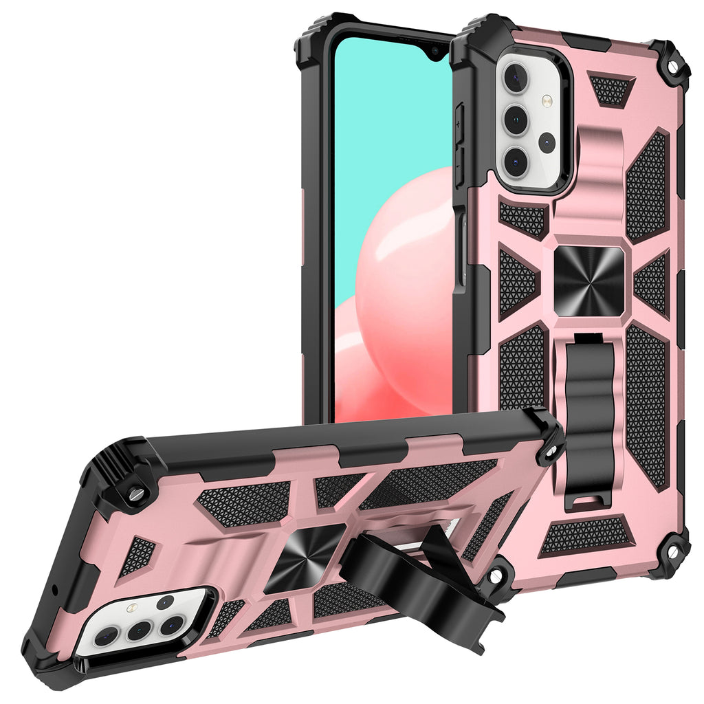 ring car mount kickstand hyhrid phone case for samsung galaxy a32 5g - rose gold - www.coverlabusa.com