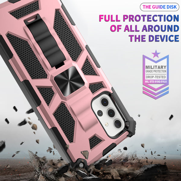 ring car mount kickstand hyhrid phone case for samsung galaxy a32 5g - rose gold - www.coverlabusa.com