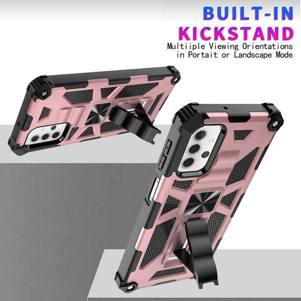ring car mount kickstand hyhrid phone case for samsung galaxy a32 5g - rose gold - www.coverlabusa.com